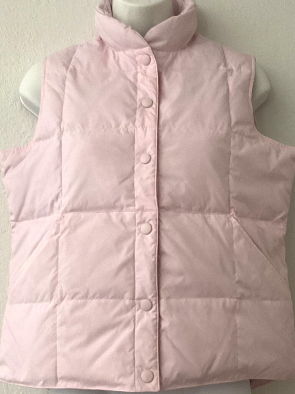 LANDS' END WOMEN'S XS/P (2-4) PINK QUILTED DOWN PUFFER VEST - LIKE NEW